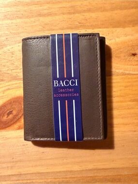 Brown Leather Tri-Fold Wallet for Men